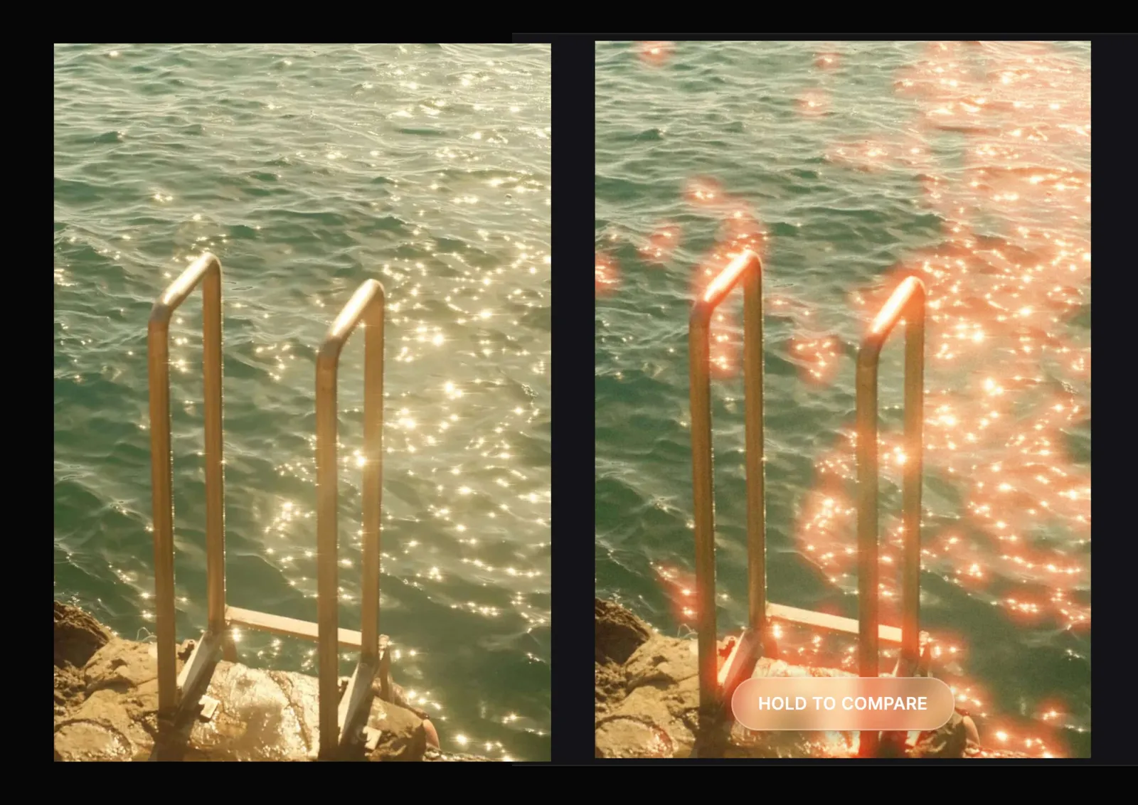 The Halation Lab interface with the spread, amount, red saturation and threshold sliders