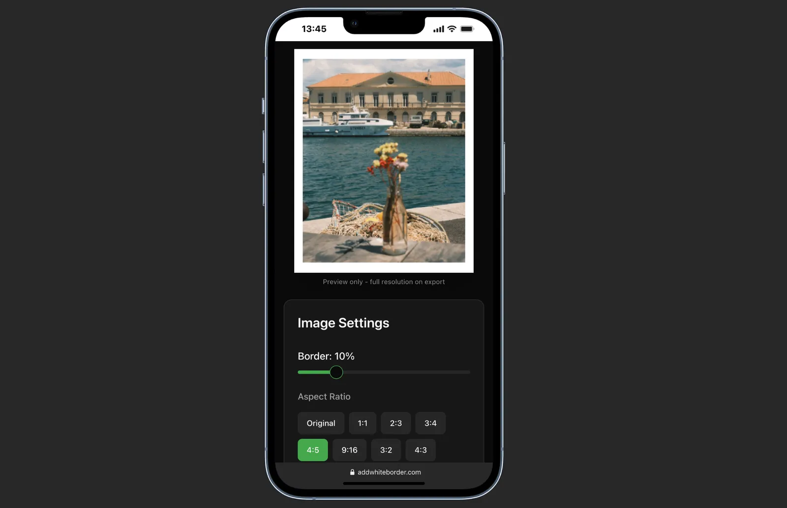 Whiteborder Lab in mobile view.