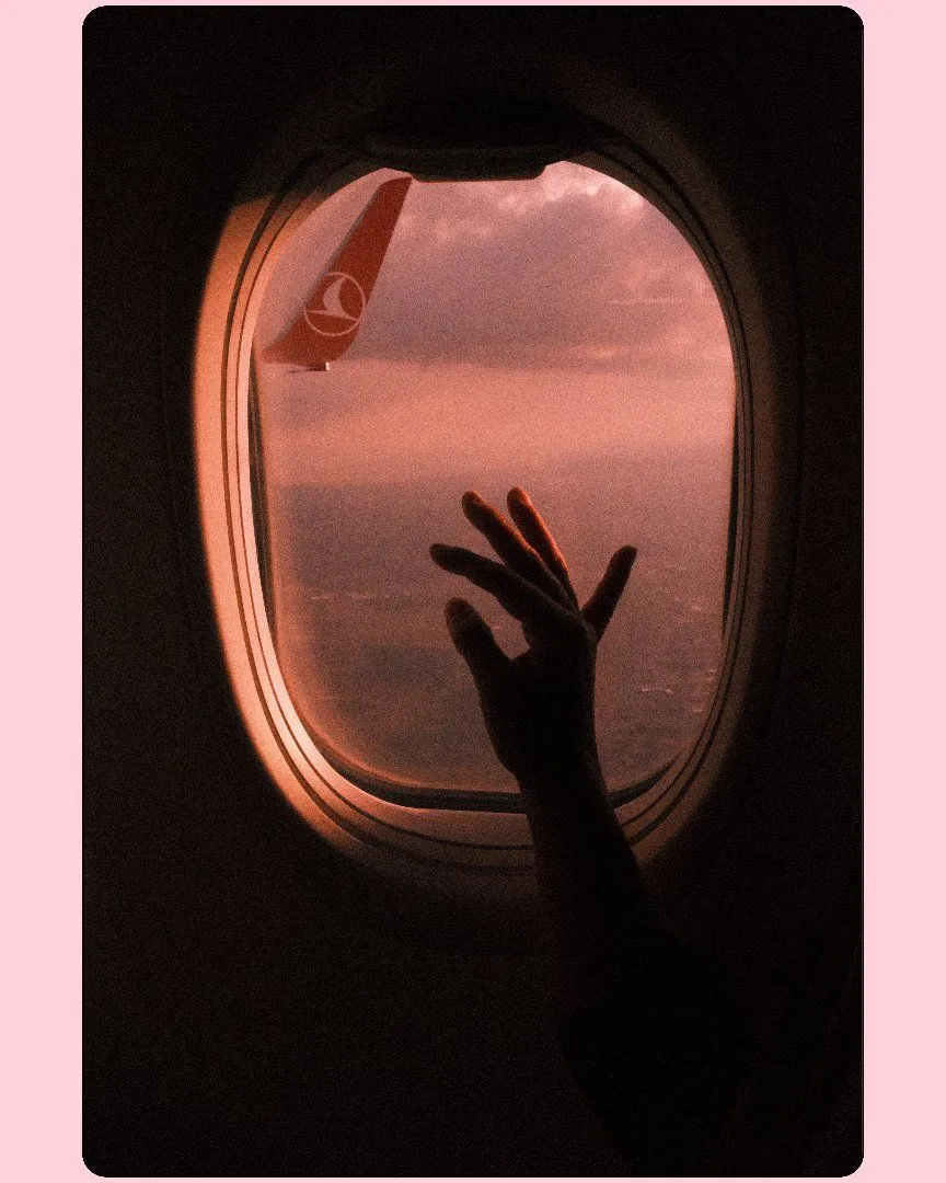 A hand inside the flight to Cappadocia.