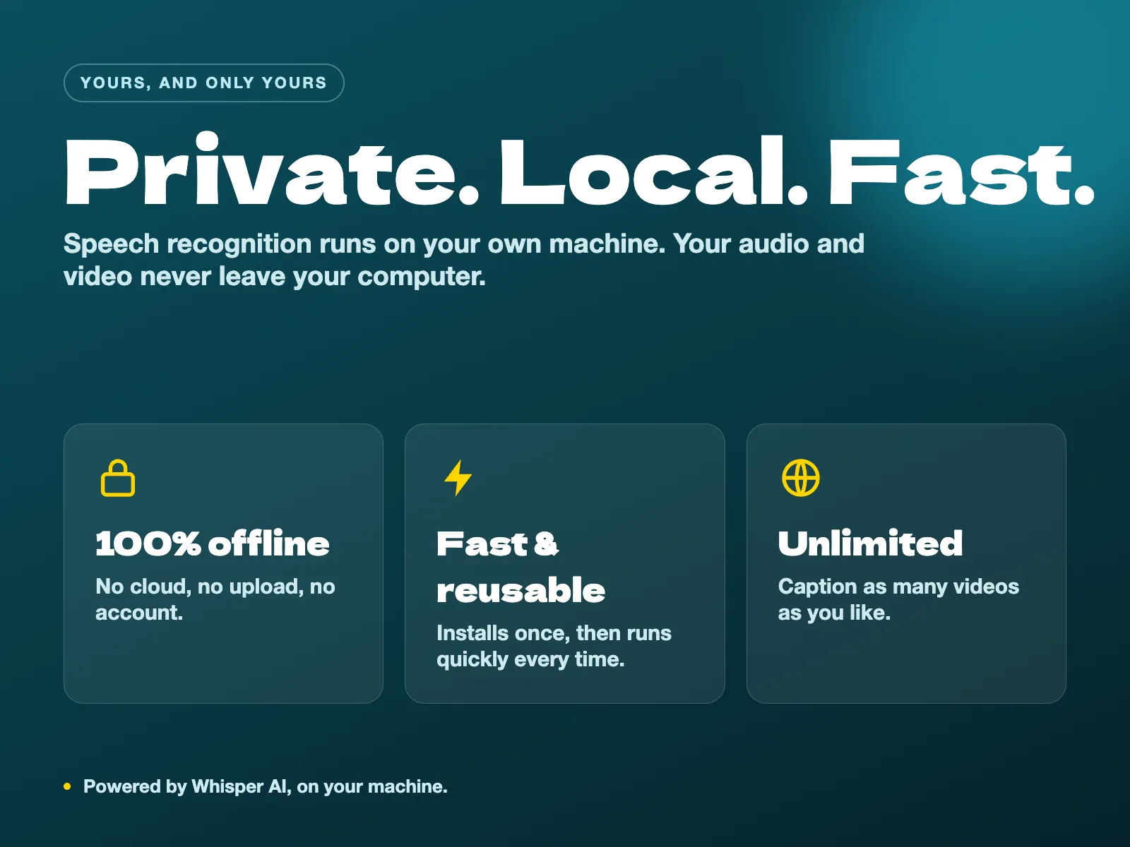 Private, local, fast. Caption Pro for DaVinci Resolve.