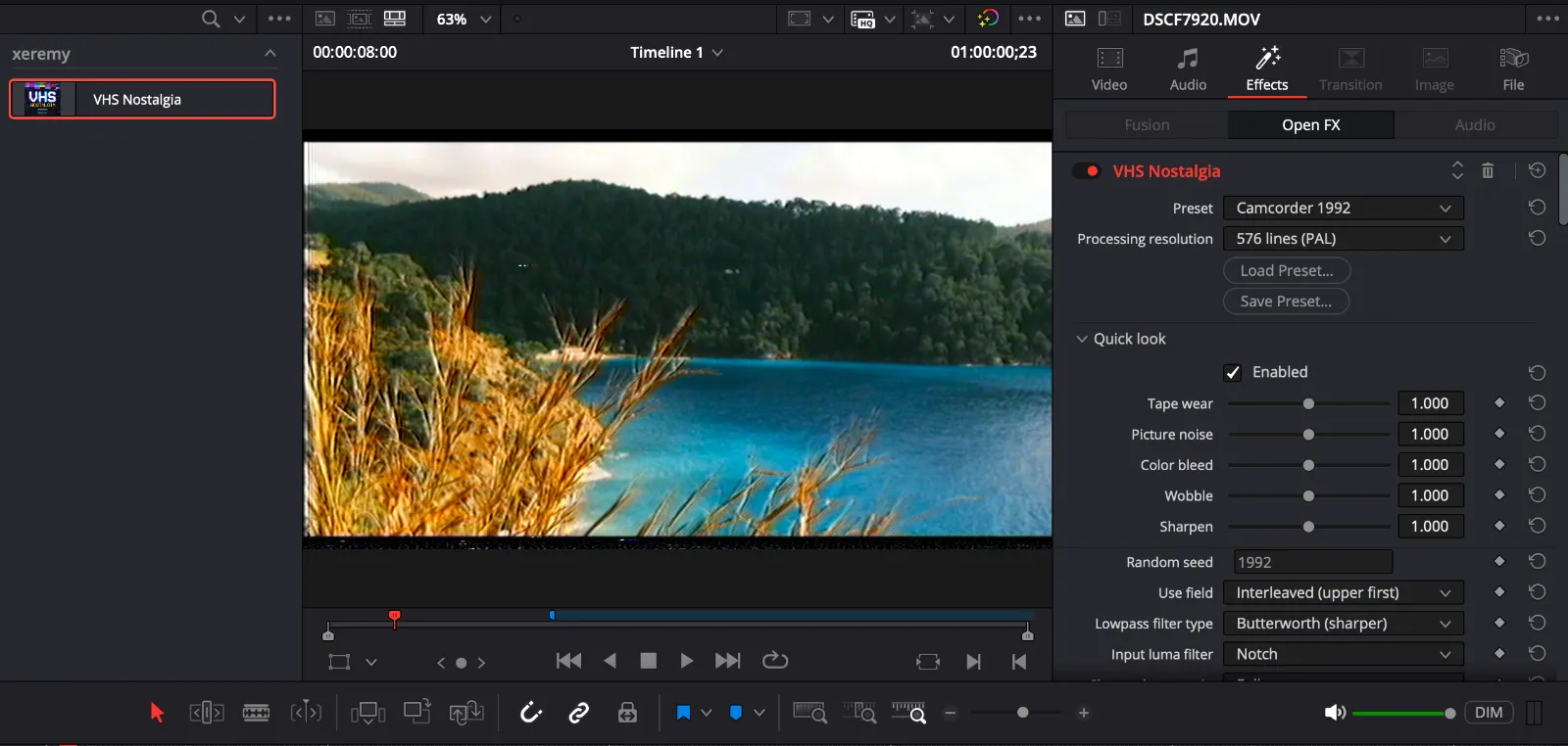 Imaged processed at 576 lines (PAL) inside Davinci resolve Vhs nostalgia plugin applied on DaVinci resolve, imaged processed at 576 lines (PAL) with