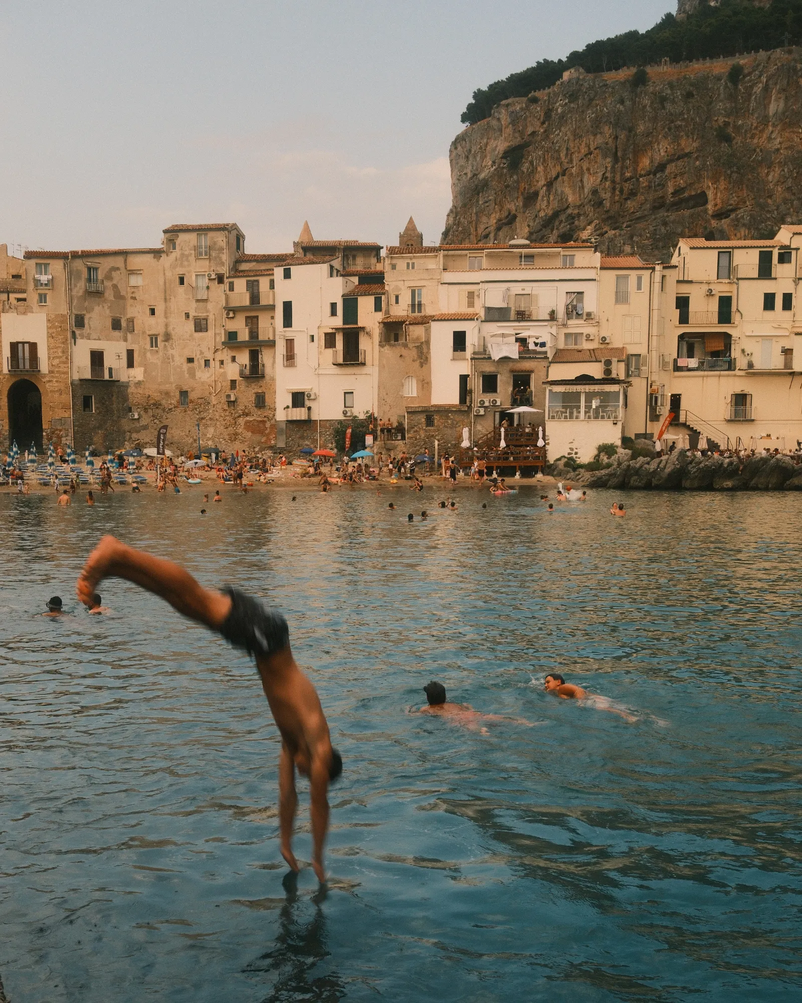 Golden hour on the jetty in Cefalù, Sicily