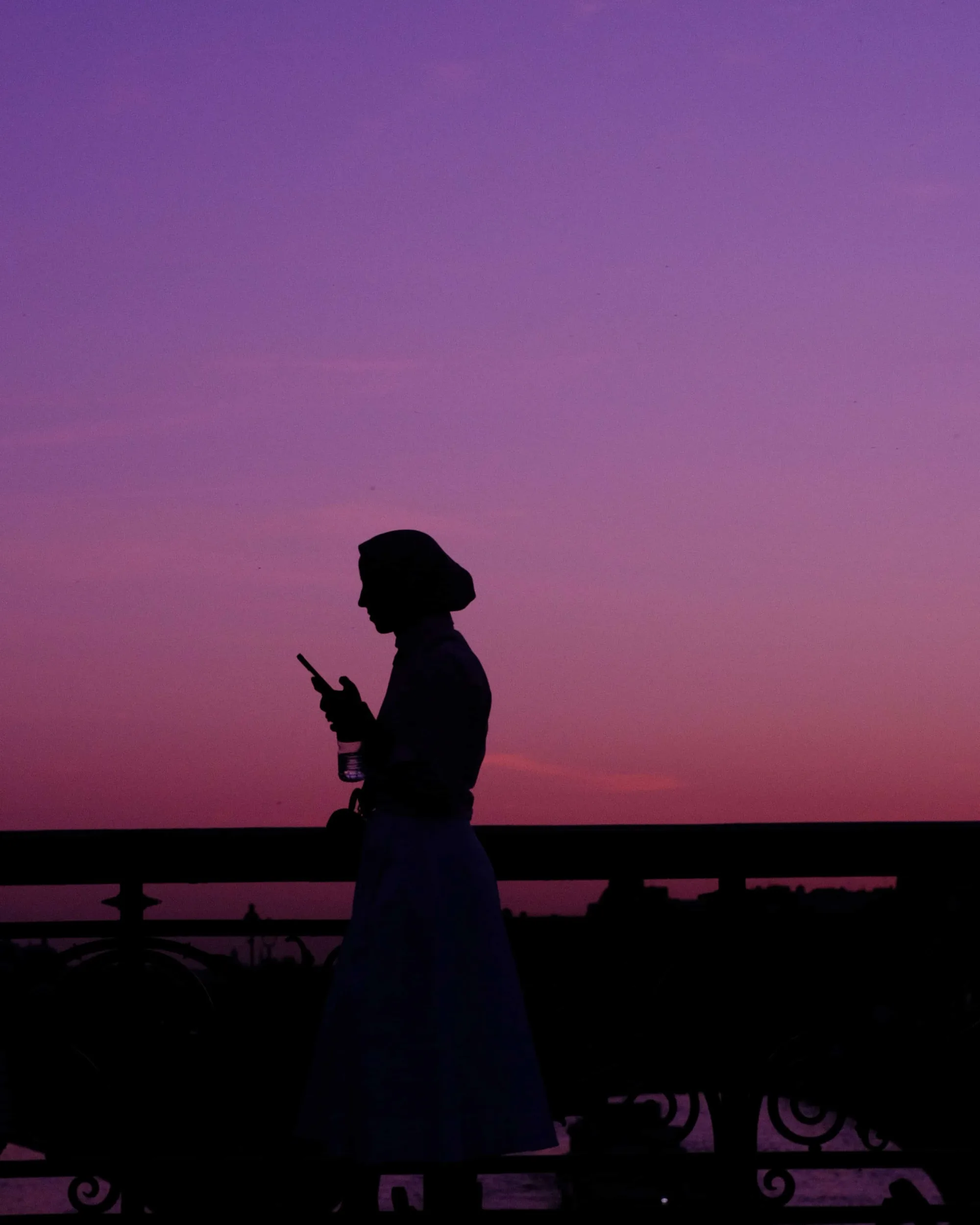 Silhouette at dusk with vibrant sky colors - Velvia twilight recipe