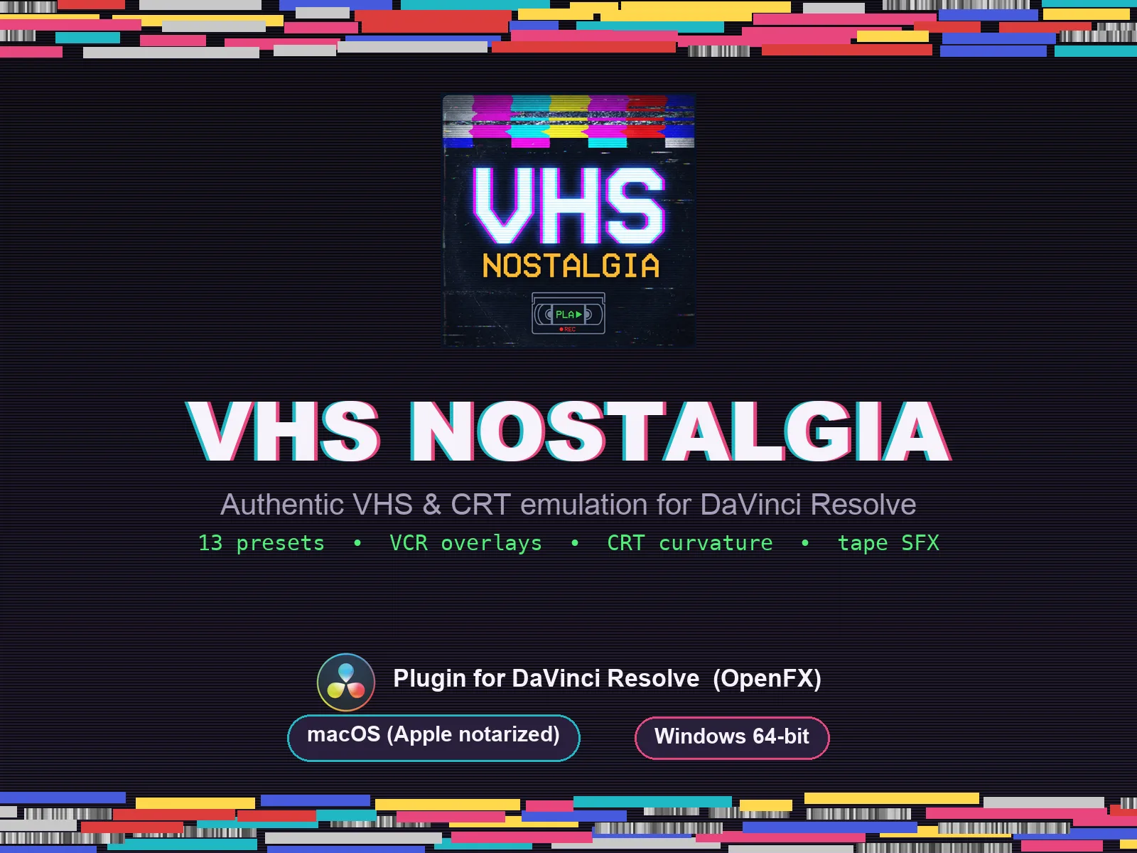 VHS Nostalgia - OpenFX plugin for real VHS and CRT signal emulation in DaVinci Resolve