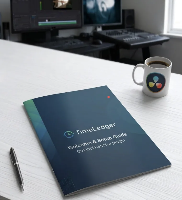 Time Ledger Welcome Guide - 8-page illustrated PDF covering install, tracking a session, rates, invoices and clearing history